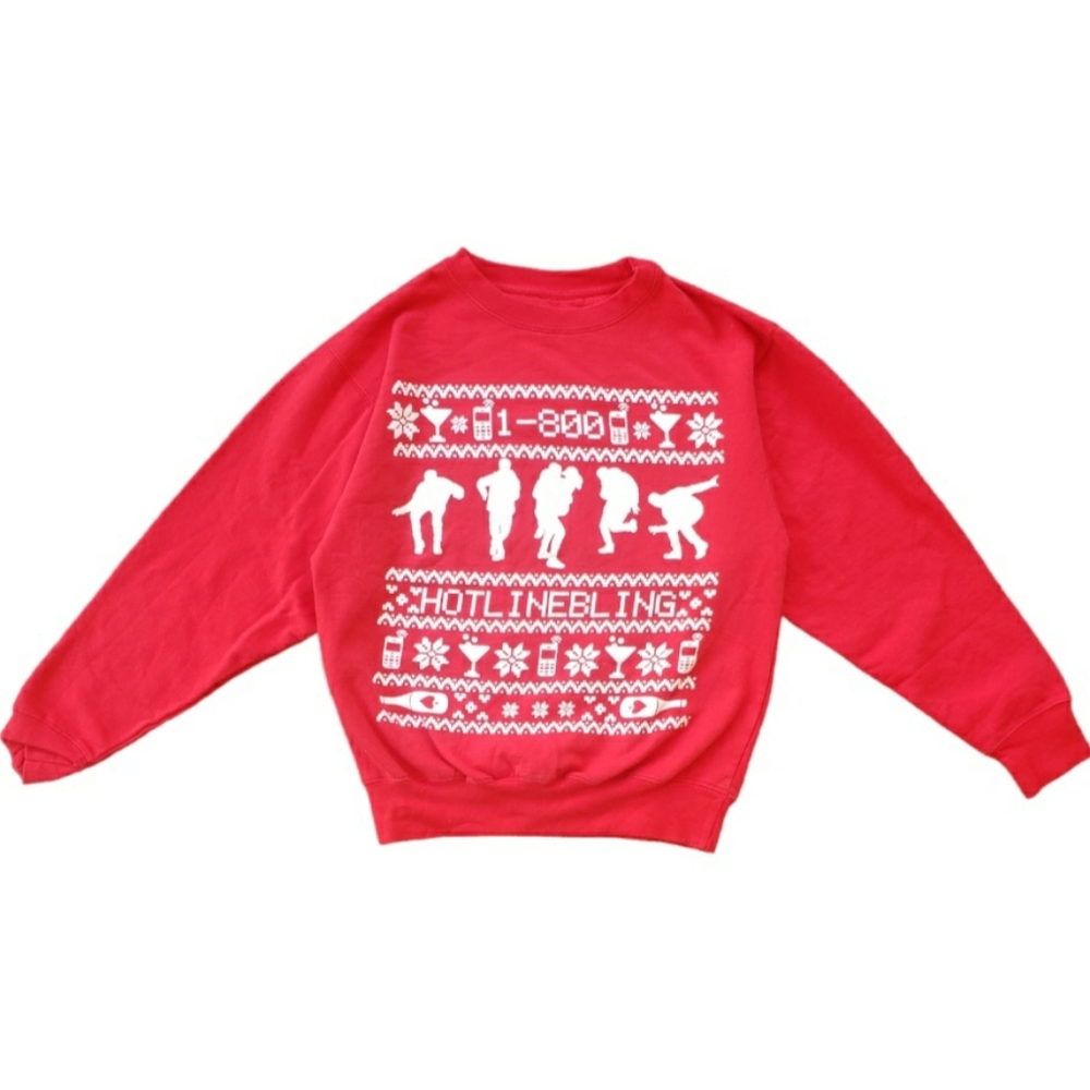 Drake Hotline Bling Red Christmas  Pullover Ugly Sweater Mens Size Medium